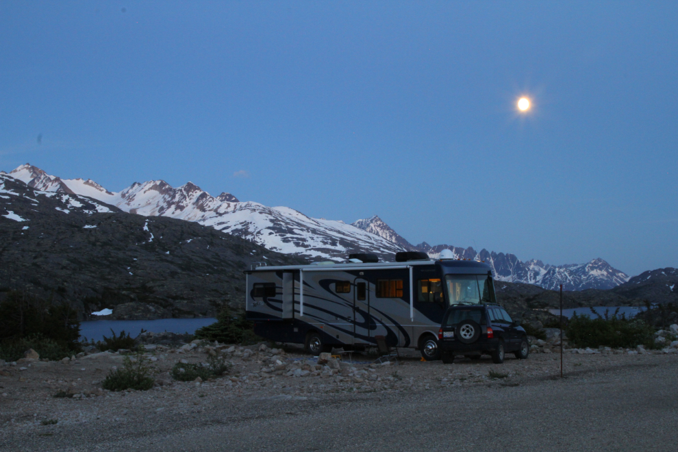 My motorhome at midnight in the White Pass.