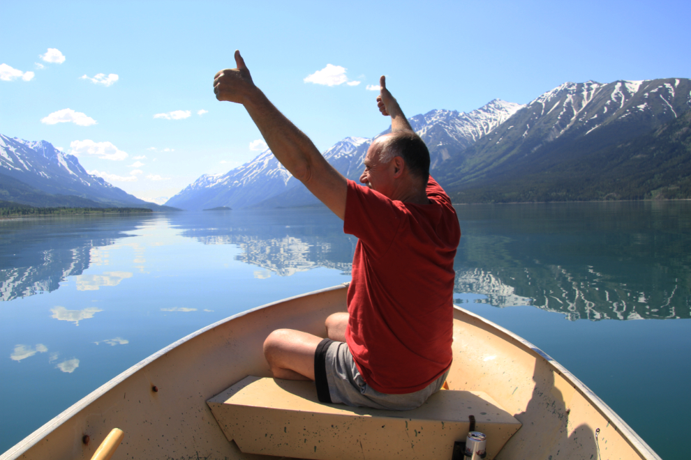 Boatring on Lake Bennett, Yukon - 2 thumbs up!