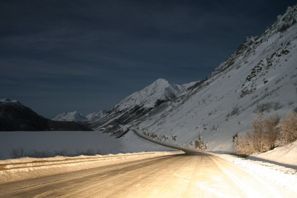 A full moon road trip on the South Klondike Highway