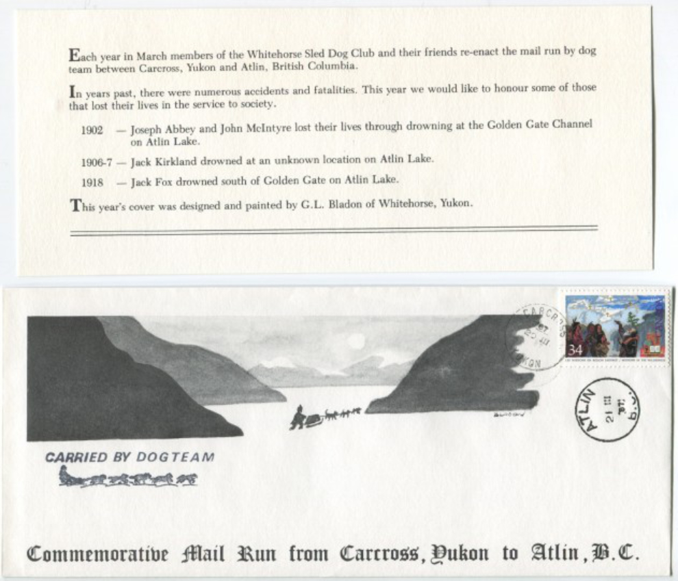 1987 Carcross-to-Atlin Commemorative Mail Run cover