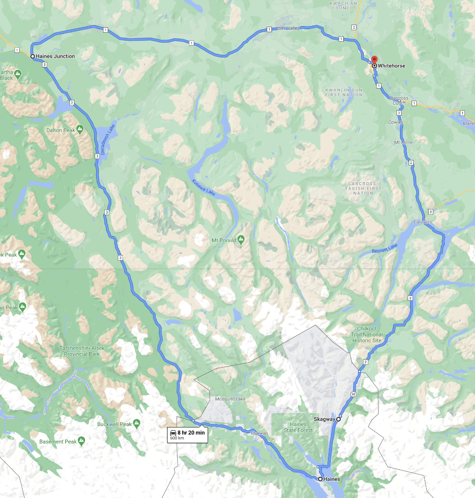 Map of the Yukon-BC-Alaska Golden Circle
