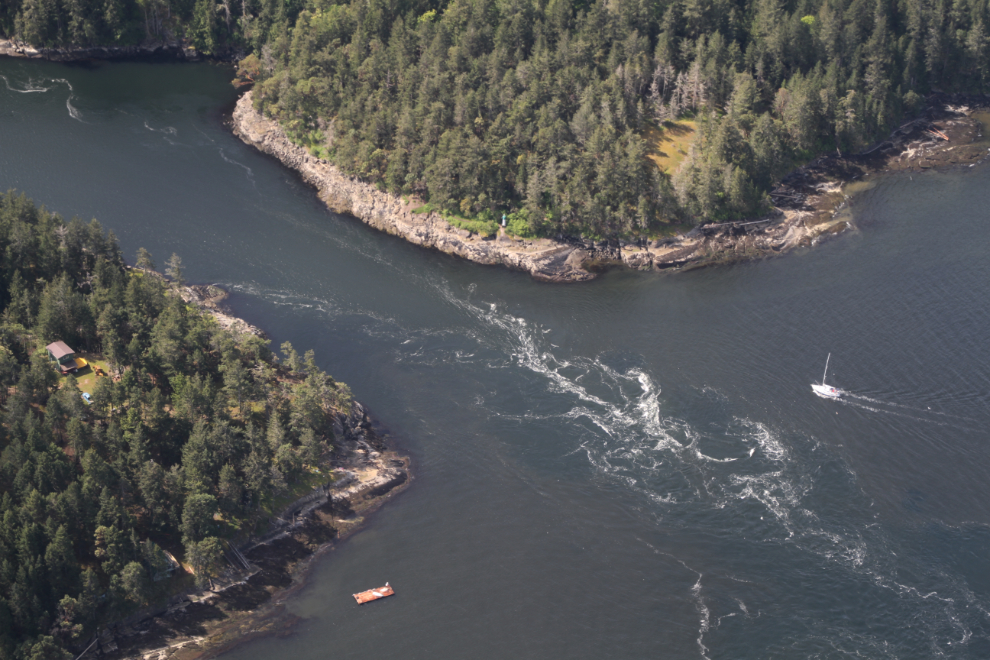 Aerial view of Dodd Narrows, at the west end of Mudge Island