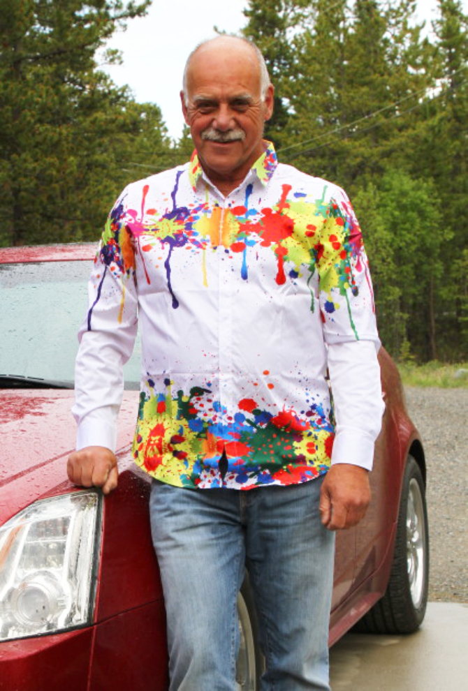 Murray Lundberg wearing a very colourful shirt