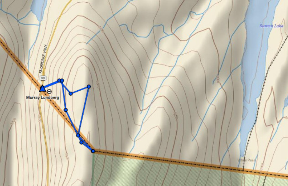 Map of a hike in the White Pass