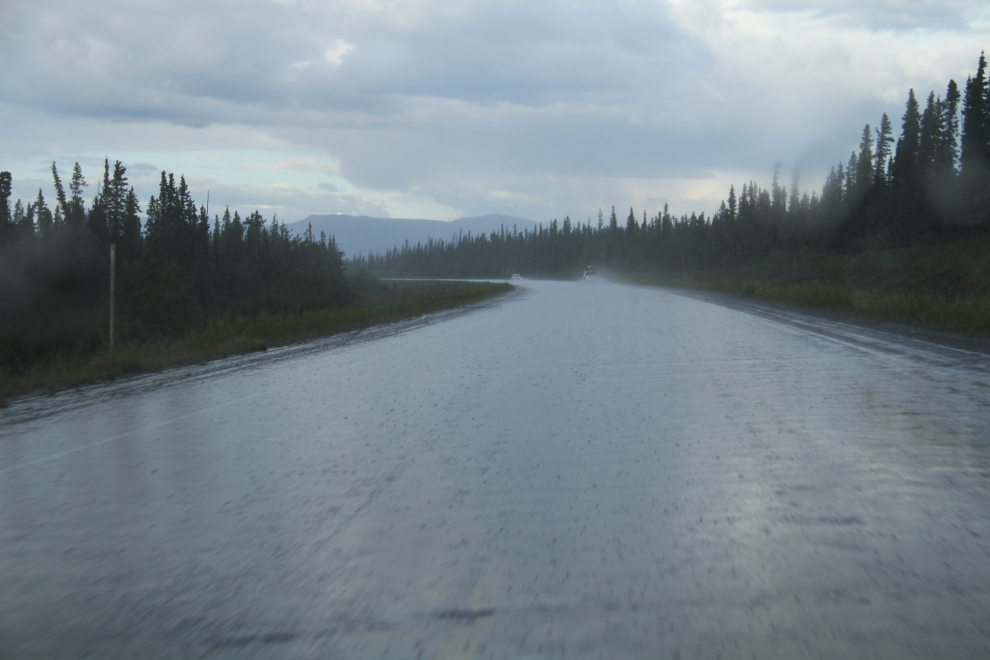 Pouring rain on the Alaska Highway