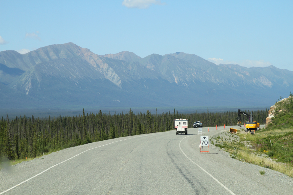 Burying fibre optic cable along the Alaska Highway in the Yukon
