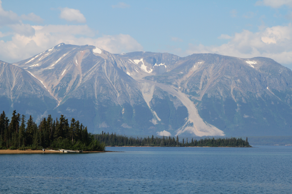 The famous rock glacier flows down the slopes of Atlin Mountain.