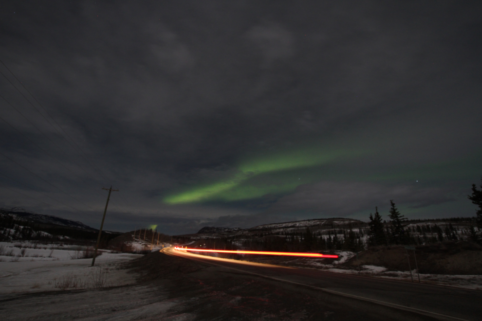 The aurora borealis along the North Klondike Highway, Yukon