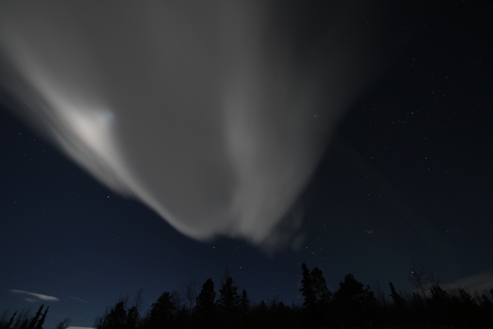 An odd cloud above the Fish Lake Road viewpoint, Yukon