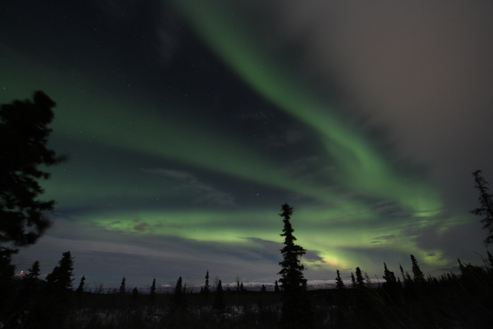 The aurora borealis at the Fish Lake Road near Whitehorse, Yukon