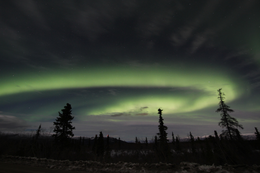 The aurora borealis at the Fish Lake Road near Whitehorse, Yukon