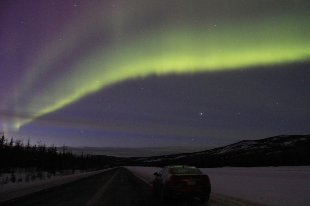 The aurora borealis in the Yukon - Braeburn airstrip, North Klondike Highway