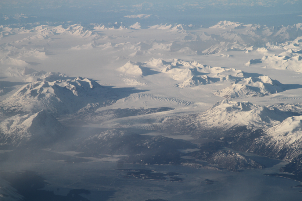 Aerial view of the Llewelyn Glacier and Juneau Icefield