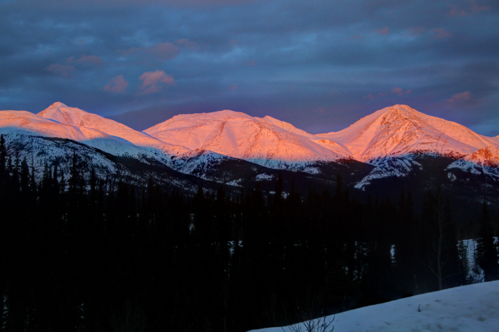 Winter sunrise along the South Klondike Highway, Yukon