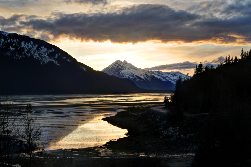 Sunset from the Hidden Cove Farm Vacation Rental at Haines, Alaska