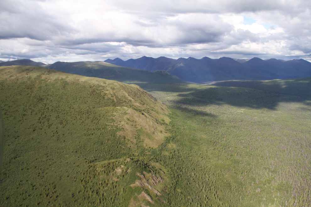 Flying over the Yukon wilderness north of Haines Junction