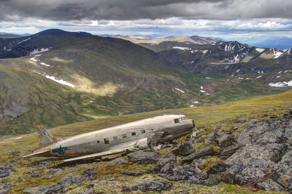 Crashed USAF C-47 / DC-3 high in the mountains north of Haines Junction, Yukon