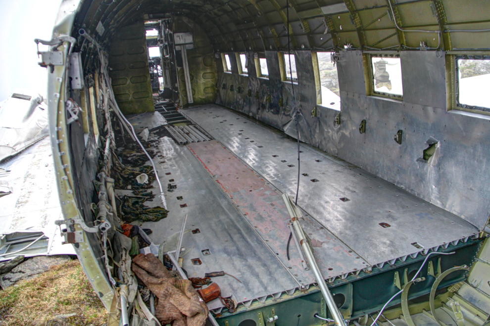 The interior of a crashed USAF C-47 / DC-3 high in the mountains north of Haines Junction, Yukon
