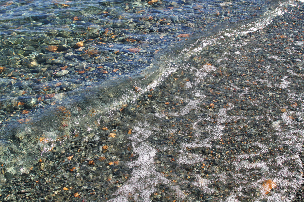 The crystal-clear waters of Kluane Lake, Yukon