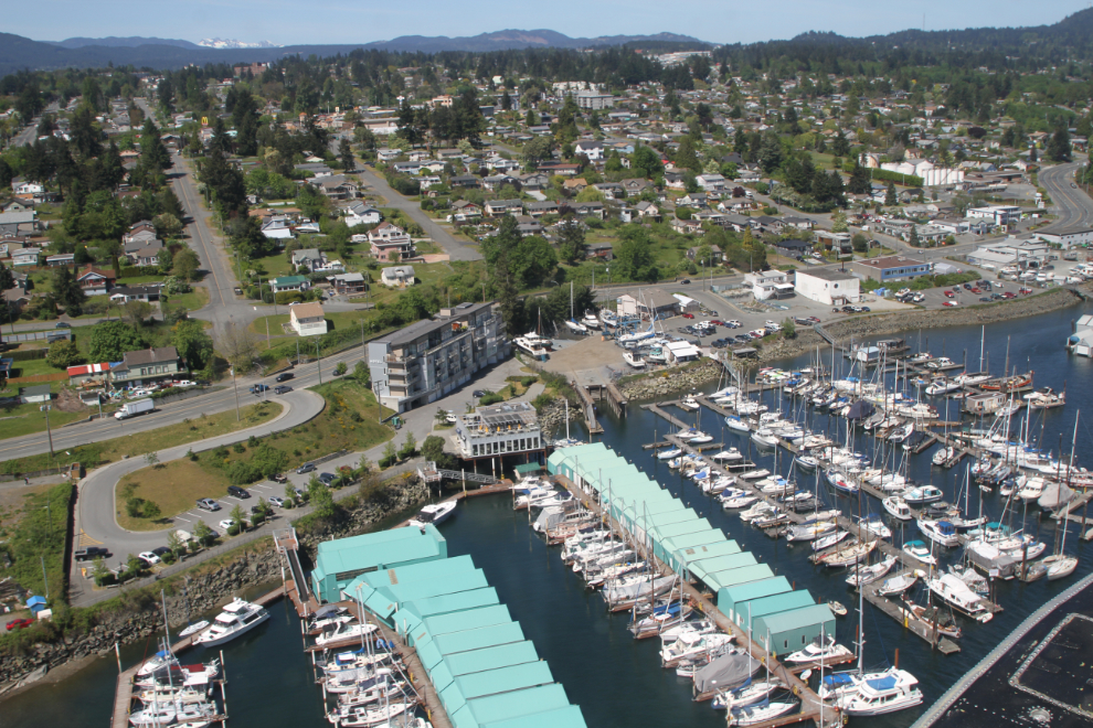An aerial view of part of Nanaimo's waterfront