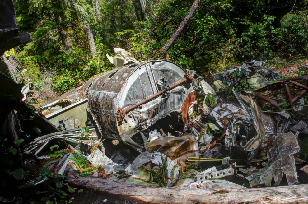 The crash site of RAF 'Dakota 576' near Port Hardy, BC
