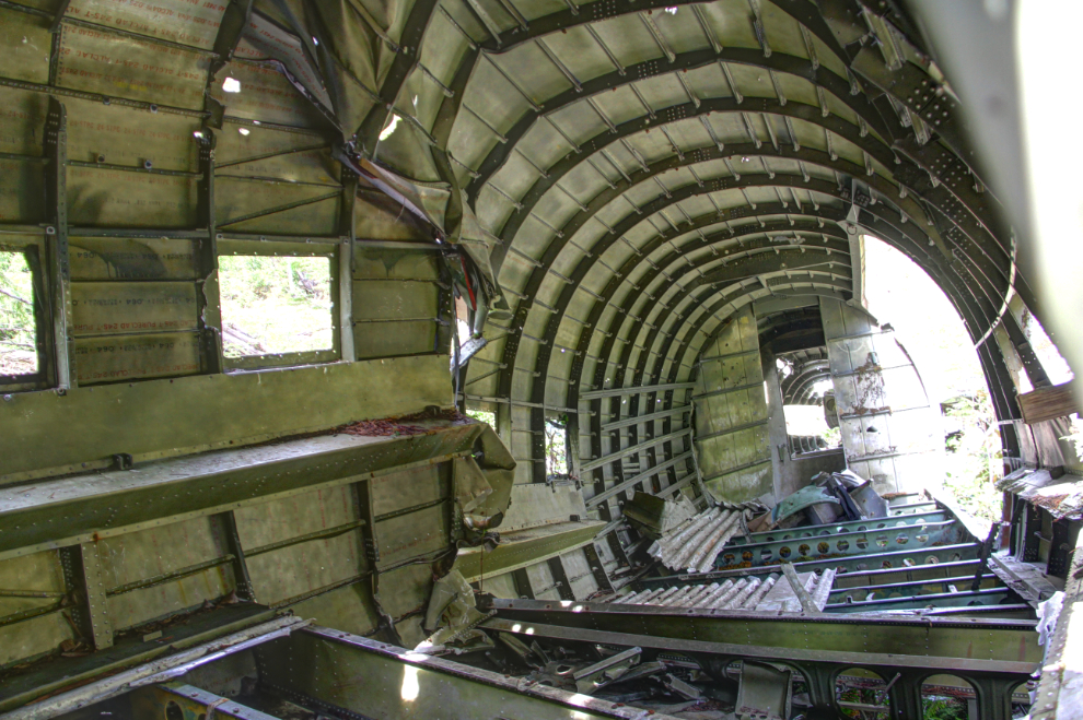 The crash site of RAF 'Dakota 576' near Port Hardy, BC - inside the fuselage.