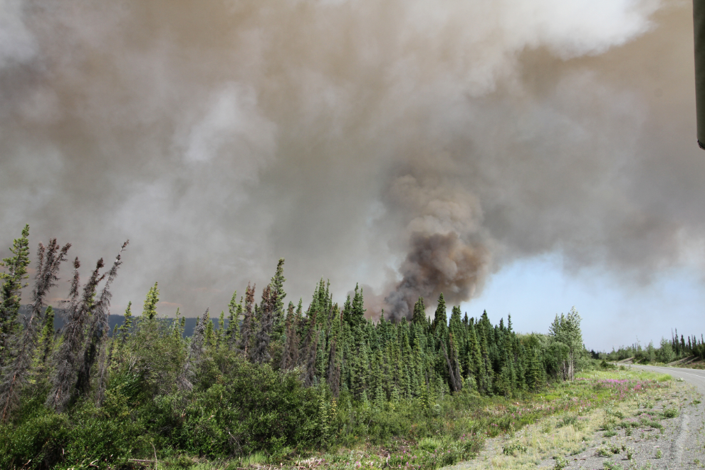 Snag wildfire along the Alaska Highway, Yukon