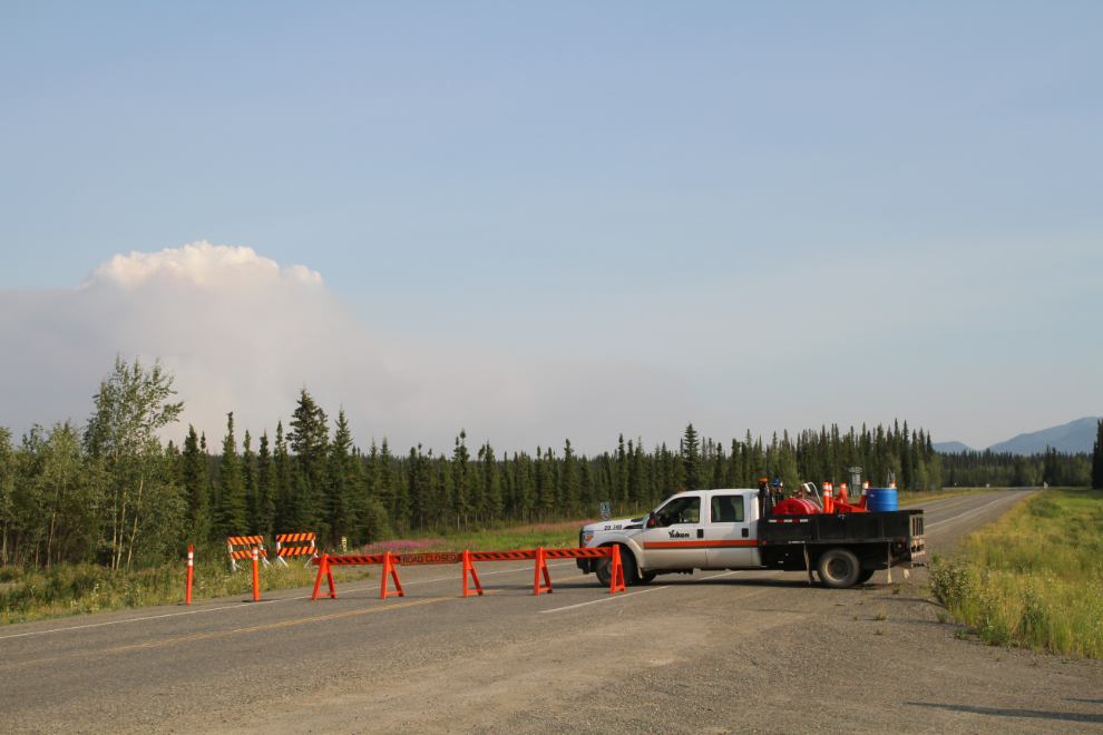 Snag wildfire roadblock at Beaver Creek, Yukon