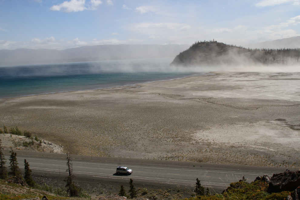 Dust storm below the Soldiers Summit trail - Alaska Highway, Yukon