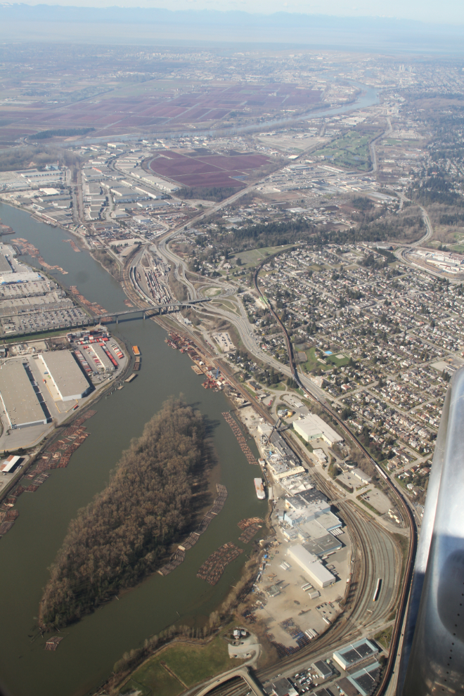 Aerial view of the Fraser River at Burnaby