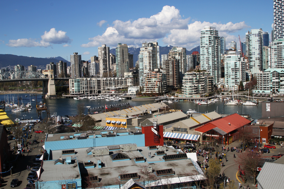 Granville Island Market and the Vancouver skyline