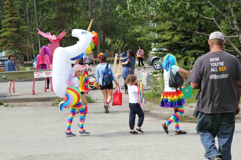 Unicorn arriving at Pride Parade 2019 - Whitehorse, Yukon