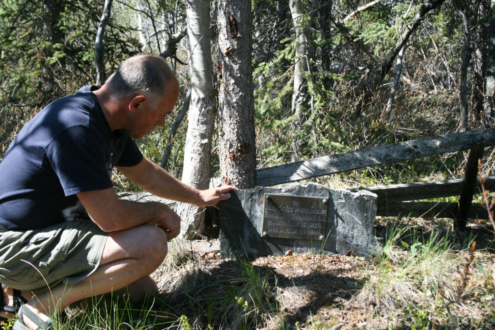 Visiting a wilderness grave at Windy Arm, Yukon