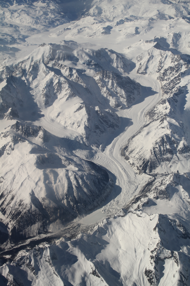 Aerial view of the Scimitar Glacier, BC
