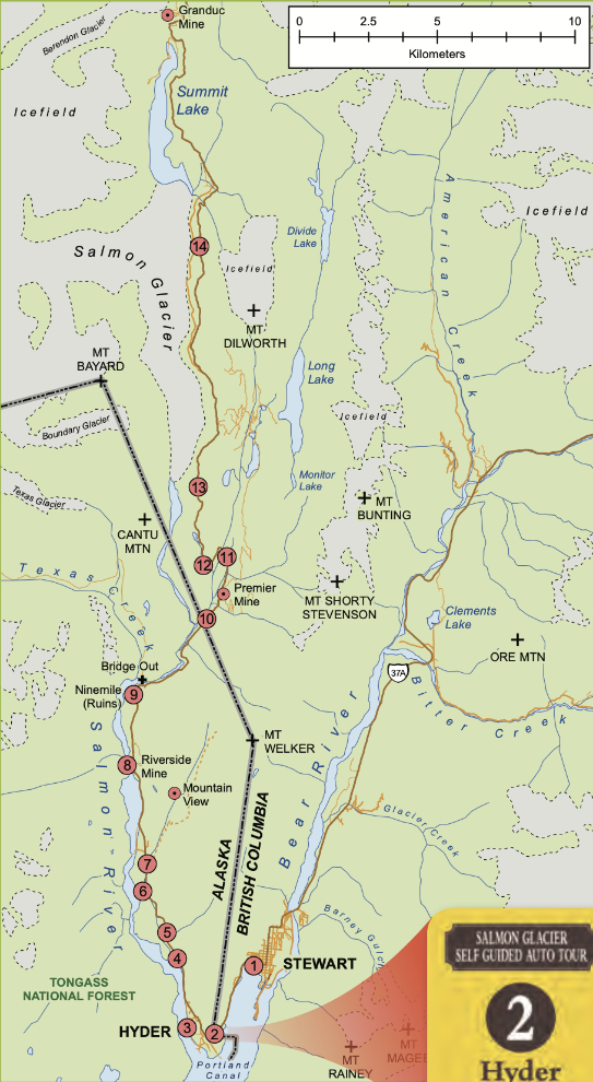 Salmon Glacier Self Guided Auto Tour map