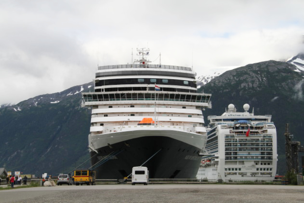 Holland America's Nieuw Amsterdam and the Ruby Princess in Skagway, Alaska