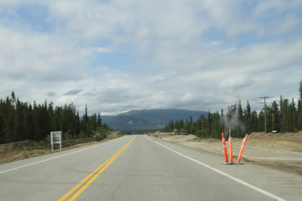 Construction on the Alaska Highway at the Carcross Corner