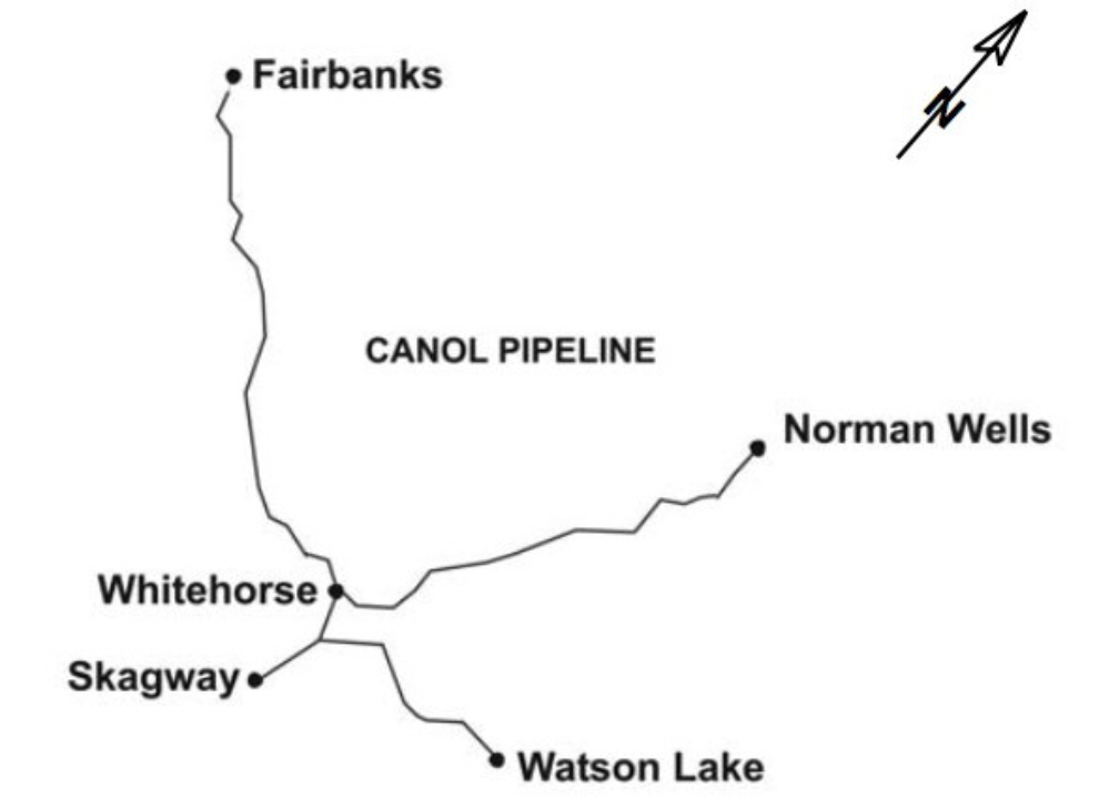 Map of the CANOL pipelines