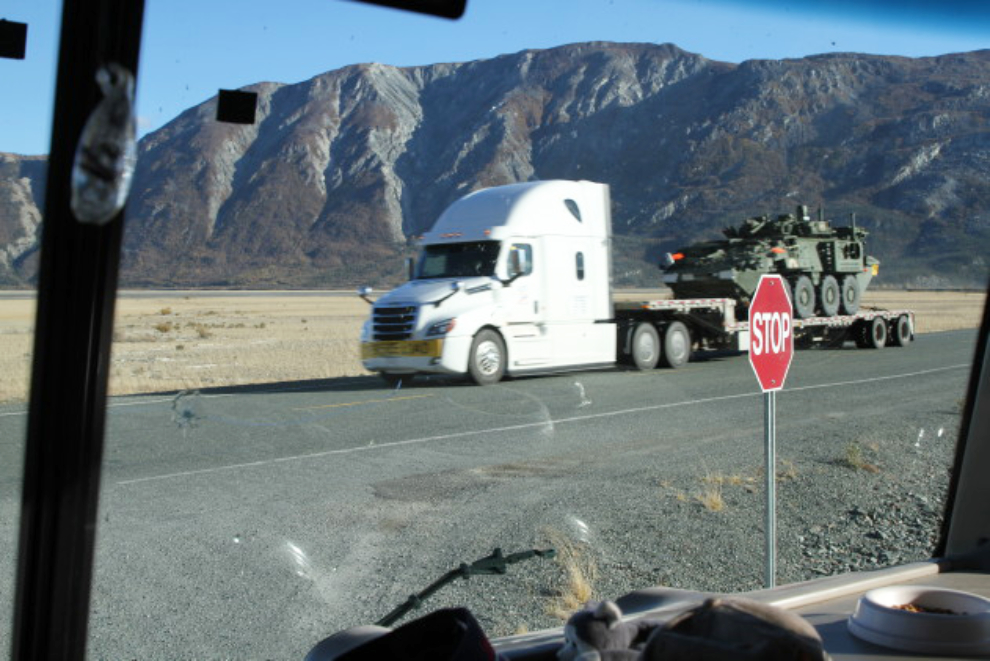 US armored personnel carriers on the Alaska Highway