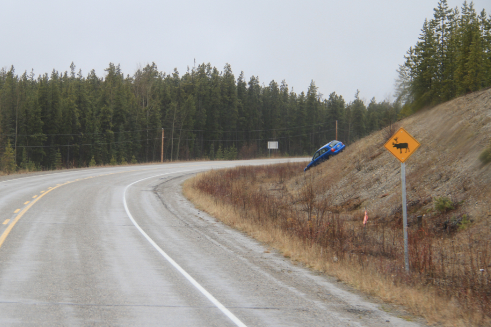 Accident in black ice on the Alaska Highway