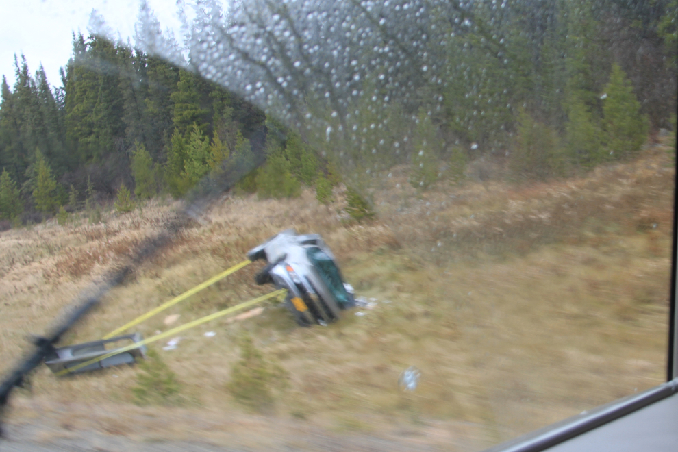 Rolled pickup on the Alaska Highway