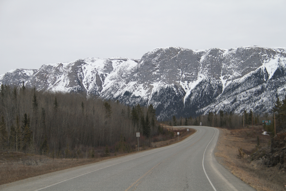 About Km 1343 of the Alaska Highway, with White Mountain ahead.