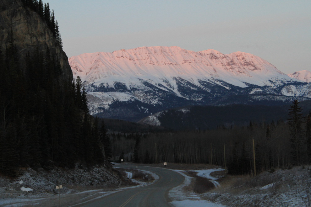 Winter dawn on the Alaska Highway