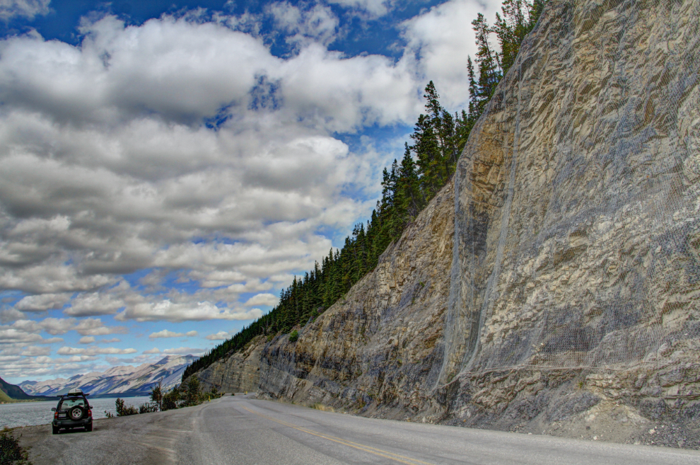Cliffs along the Alaska Highway in Muncho Lake Provincial Park, BC