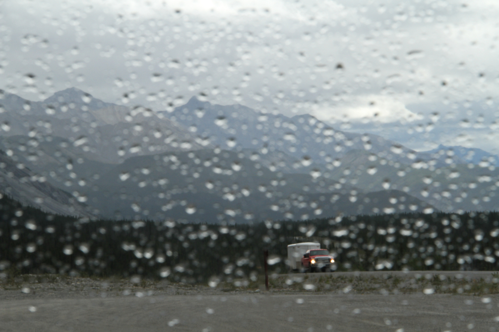 Rain on the Alaska Highway at Muncho Lake Provincial Park, BC