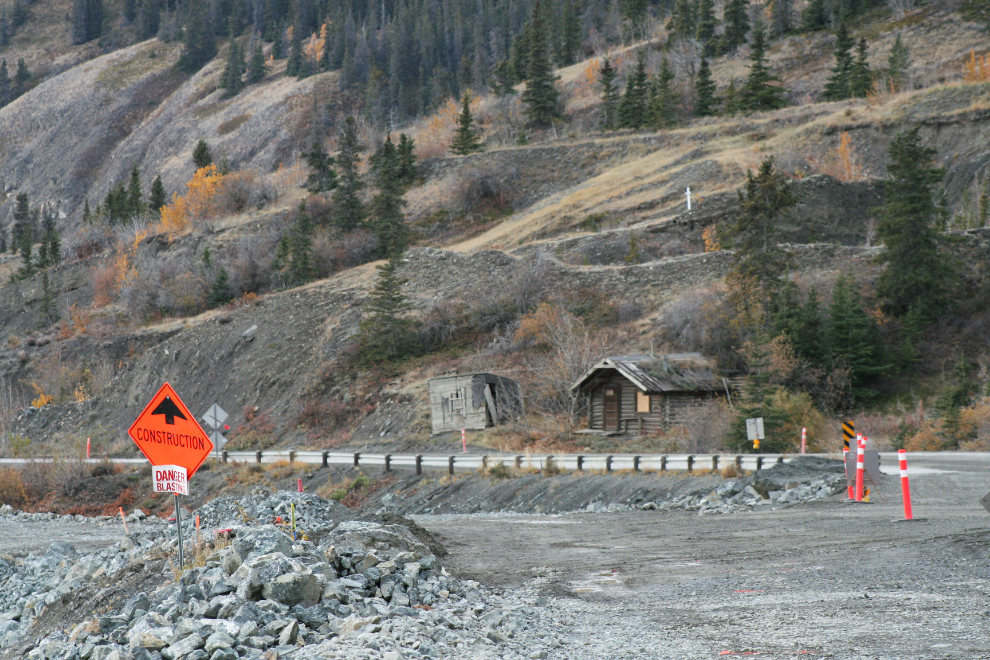 Rebuilding of the Alaska Highway at Sheep Mountain, Yukon - and the historic Alex Fisher cabin