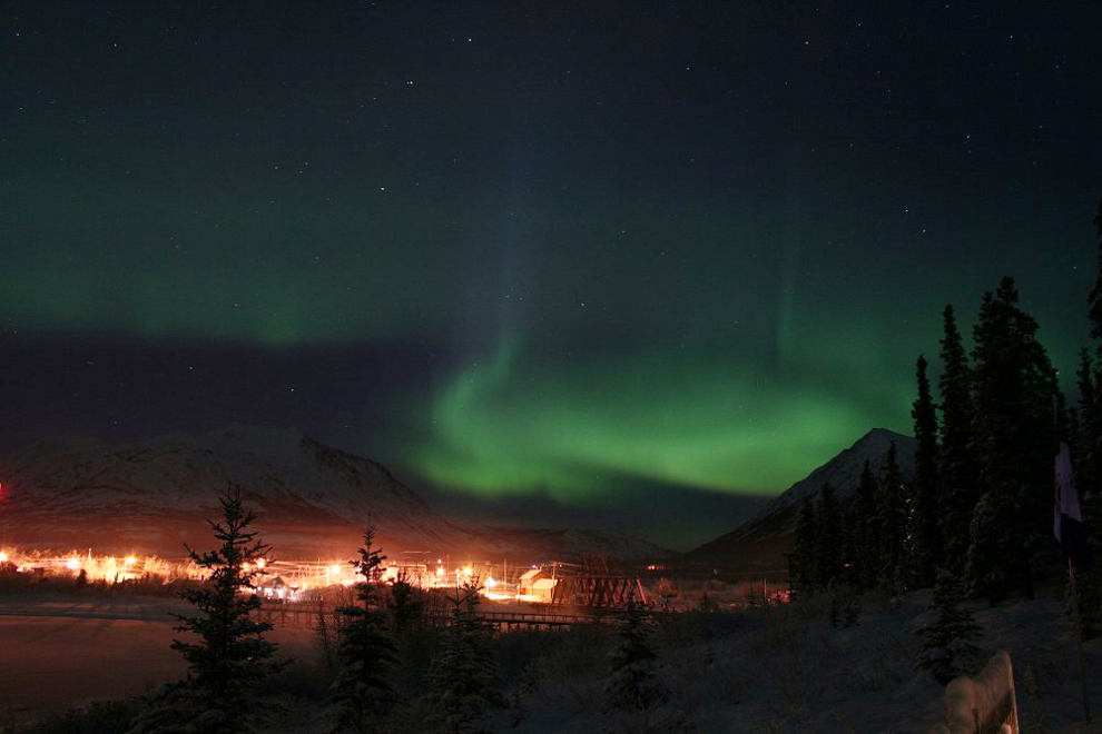 The Northern Lights from my front door at Carcross, Yukon