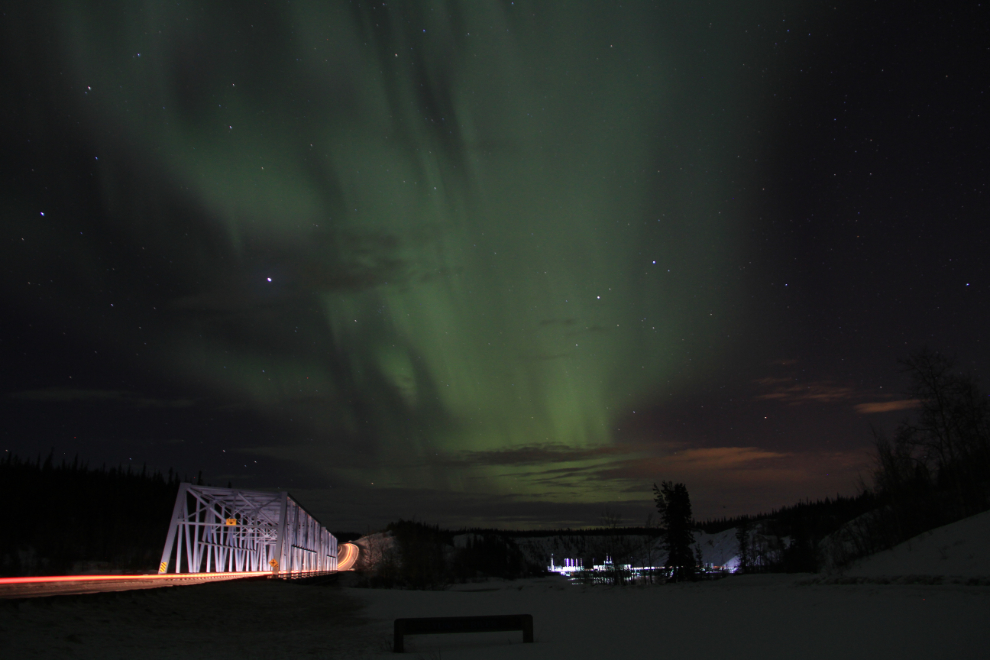 The aurora borealis over the Alaska Highway