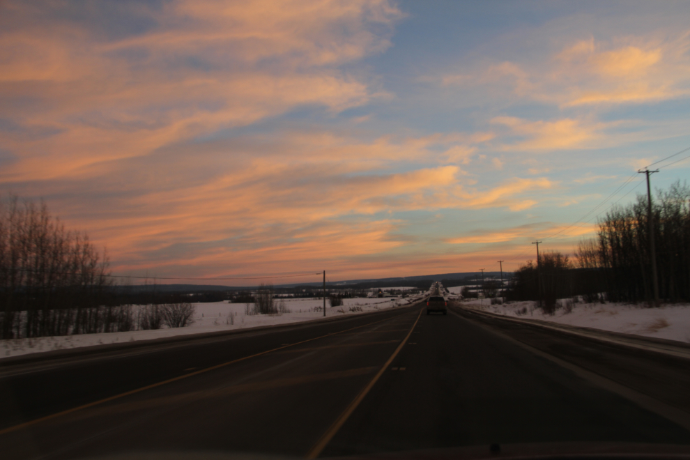 East of Dawson Creek at 4:39, 11 minutes after the official sunset.