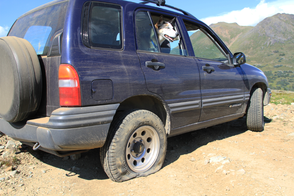 Flat tire near Paddy Peak, BC / Yukon border